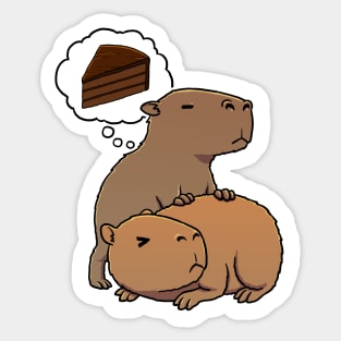 Capybara hungry for Chocolate Cake Sticker